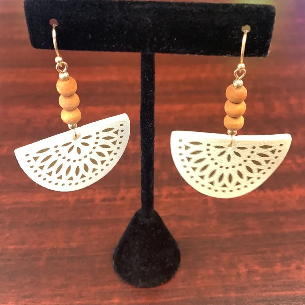 Half Moon Leather Earrings - Picture 3 of 7